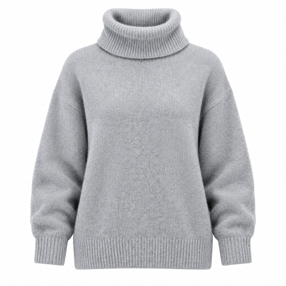 Zara Turtleneck Sweater Womens Medium Grey Excellent Oversized Knit Pullover